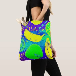 Tote Bag Fruits expressifs Neon Color Art Motif