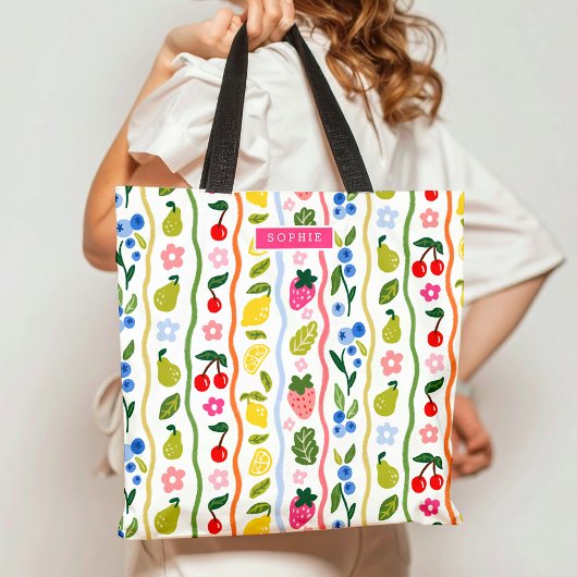 Tote Bag Fruits Pattern Food Summer Elegant Stylish