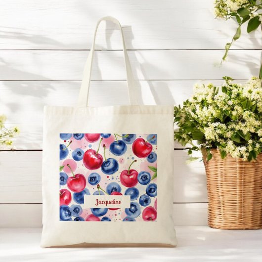 Tote Bag Fruits rouges bleus Berry Cherry Motif