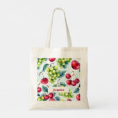 Tote Bag Fruits rouges verts Raisins Cerisier Motif (Dos)