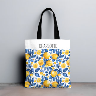 Tote Bag Fruits tropicaux Motifs de citron Nom personnalisé