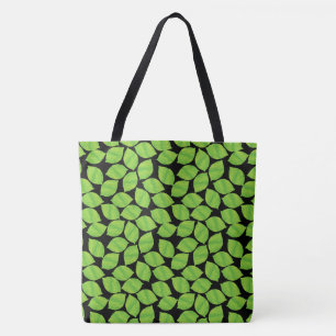 Tote Bag Fruity Green Limes, Arrière - plan noir à Customis