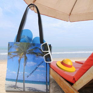 Tote Bag Ft Lauderdale Floride Sand Beach & Palm Trees