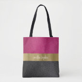 Tote Bag Fuchsia et Black avec or (Devant)