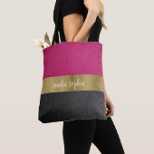 Tote Bag Fuchsia et Black avec or (De près)