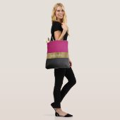 Tote Bag Fuchsia et Black avec or (Sur le modèle)