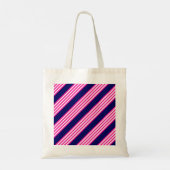 Tote Bag Fuchsia et blanc cinq bandes motif avec bleu (Dos)