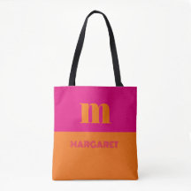 Fuchsia et orange nom initial personnalisé moderne