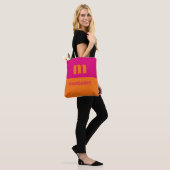 Tote Bag Fuchsia et orange nom initial personnalisé moderne (Sur le modèle)