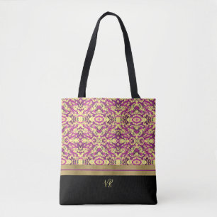 Tote Bag Fuchsia et Yellow Paint Splatter Monogrammé