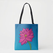 Tote Bag Fuchsia Pink Flower with blue background Tote (Devant)
