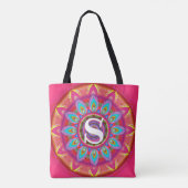 Tote Bag Fuchsia psychédélique initial fait sur commande de (Dos)