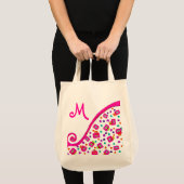 TOTE BAG FUCHSIE ROSE NOIR DÉCO MONOGRAM ABSTRAIT (Devant (produit))