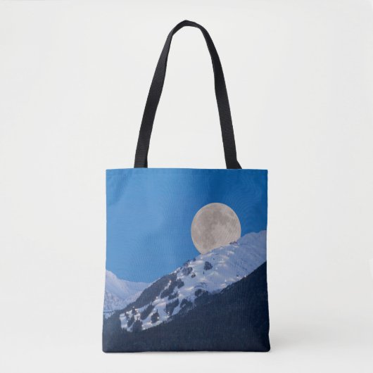 Tote Bag Full Moon Over Alyeska Ski Resort, Alaska (Devant)