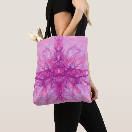 Tote Bag FUMÉE ROSE - Art fractal moderne et abstrait - (De près)