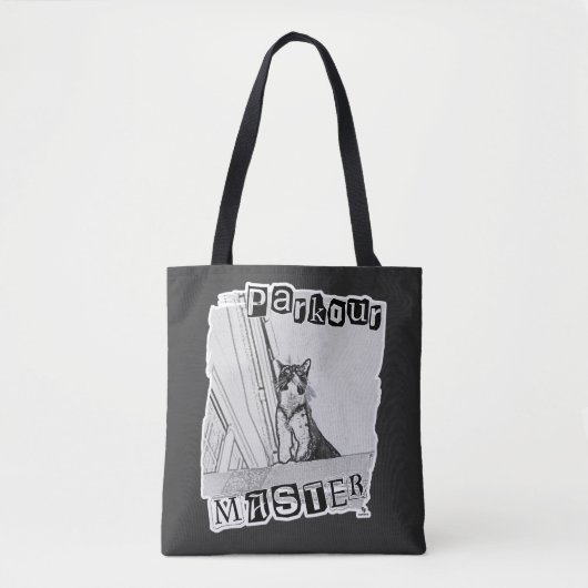 Tote Bag Fun Active Parkour Master Punk Kitty Design (Devant)