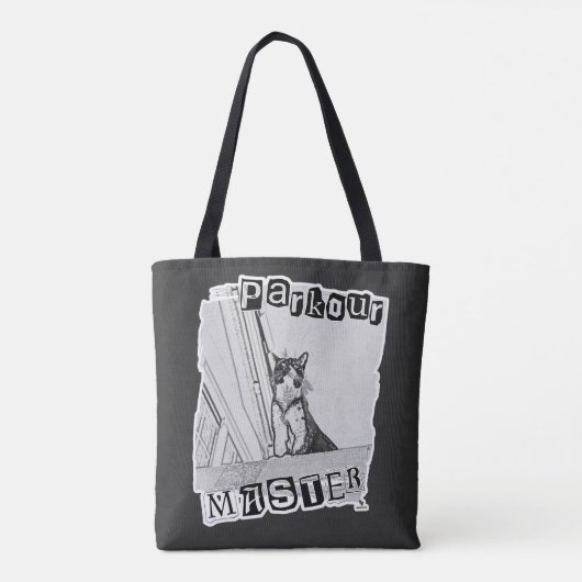 Tote Bag Fun Active Parkour Master Punk Kitty Design (Dos)