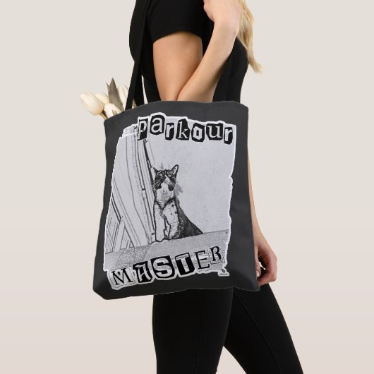 Tote Bag Fun Active Parkour Master Punk Kitty Design (De près)