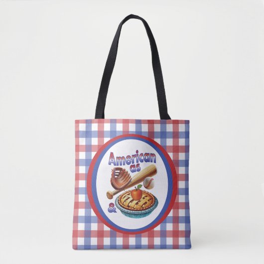 Tote Bag Fun American as Baseball & Apple Pie (Devant)
