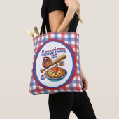 Tote Bag Fun American as Baseball & Apple Pie (De près)