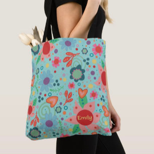 Tote Bag Fun Blue Funky Floral Inspirivity fourre-tout