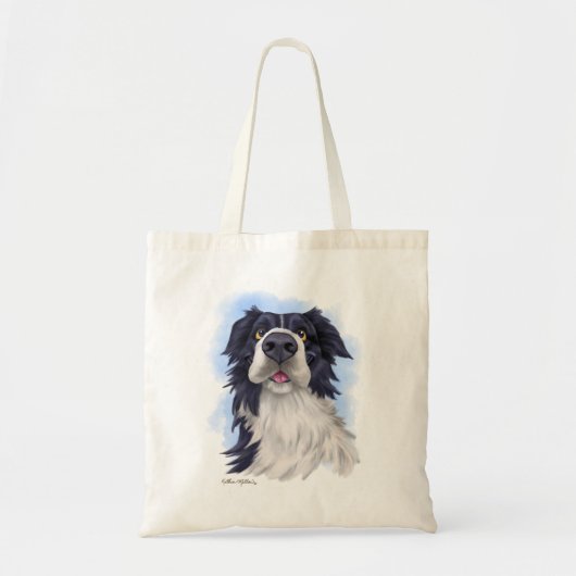 Tote Bag Fun Boarder Collie Cartoon  (Devant)