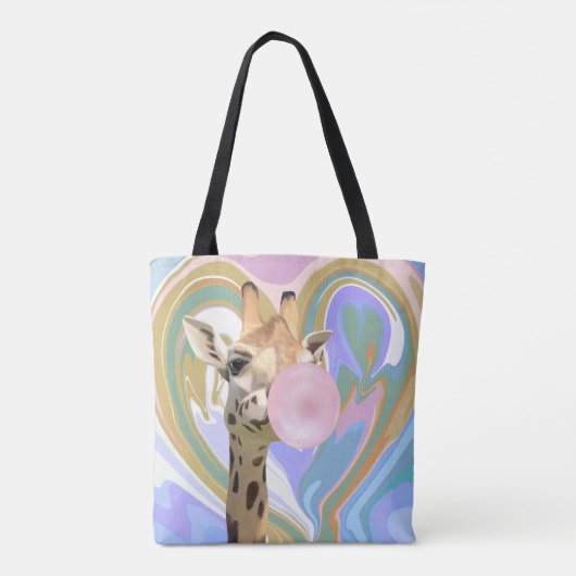 Tote Bag Fun Bubblegum soufflant Giraffe Liquide Swirl Bleu (Dos)