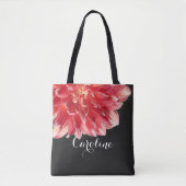 Tote Bag Fun Chic Peach Rose Rouge Dahlia Flower Photo (Devant)