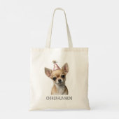 Tote Bag Fun Chihuahua design Nom et texte mignon Girly Fou (Dos)