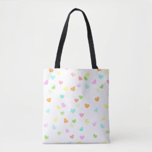 Tote Bag Fun coloré mignon coeurs heureux aquarelle arc-en-