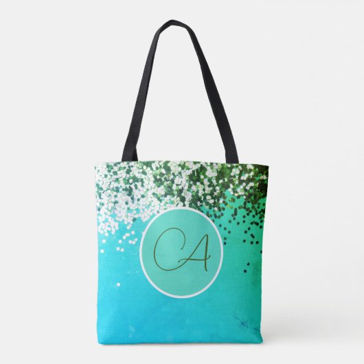 Tote Bag Fun Confetti Monogramme Turquoise (Dos)