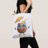 Tote Bag Fun de noix de coco Vacances joyeuses Fête de Bois (De près)