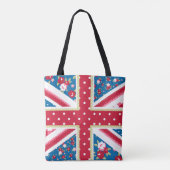 Tote Bag Fun Folk Quilt British Union Jack Flowers (Dos)