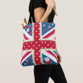 Tote Bag Fun Folk Quilt British Union Jack Flowers (De près)