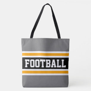 Tote Bag Fun FOOTBALL Athletic Gris Noir Jaune Stripes