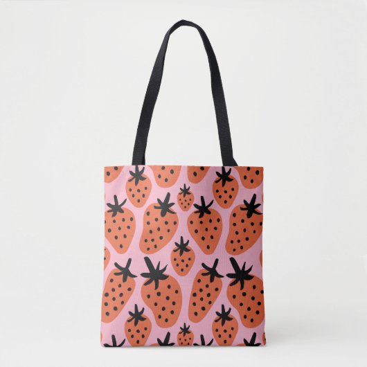 Tote Bag Fun fraise, design artisanal sans couture. (Devant)