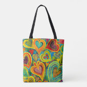 Tote Bag Fun Heart Motif Jaune Mix (Dos)