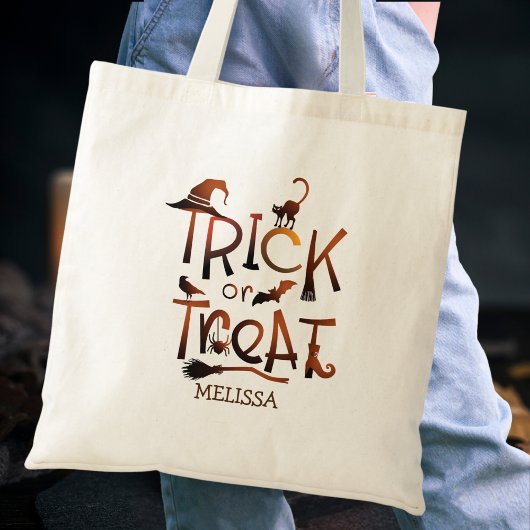 Tote Bag Fun moderne Black Brown Trick ou Treat