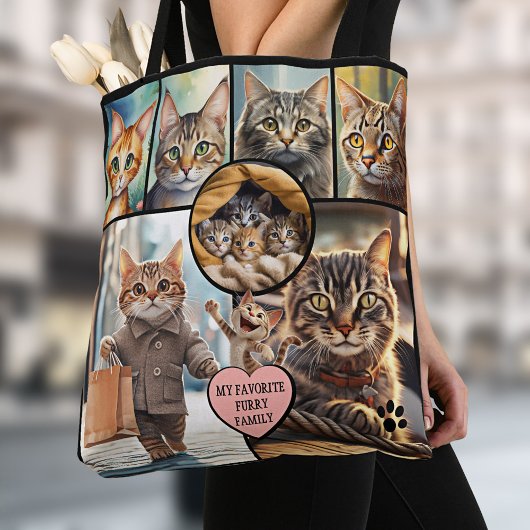 Tote Bag Fun Multi Photo Collage Cat Lover