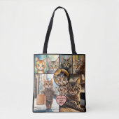 Tote Bag Fun Multi Photo Collage Cat Lover (Devant)