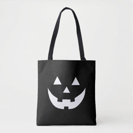 Tote Bag Fun noir Jack-o'-lantern visage citrouille Hallowe (Devant)
