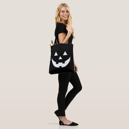 Tote Bag Fun noir Jack-o'-lantern visage citrouille Hallowe (Sur le modèle)
