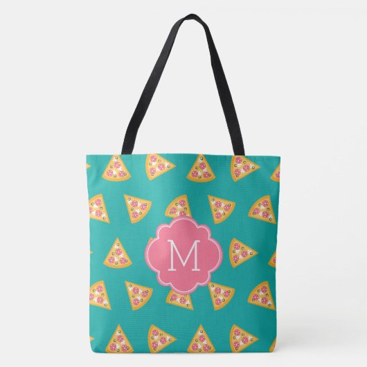 Tote Bag Fun Pizza Slices Motif Monogramme (Devant)