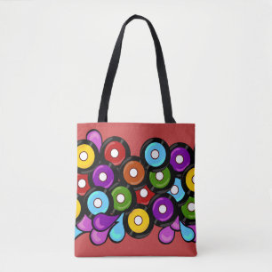 Tote Bag Fun Record Celebration Colorful Music Motif