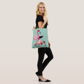 Tote Bag Fun rose flamingo aquarelle illustration (Sur le modèle)