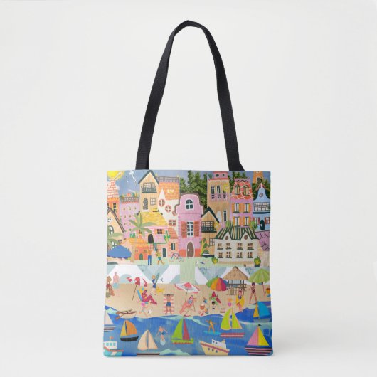 Tote Bag Fun Sunny Beach Town Happy Vacation Tourist (Devant)