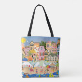 Tote Bag Fun Sunny Beach Town Happy Vacation Tourist (Dos)