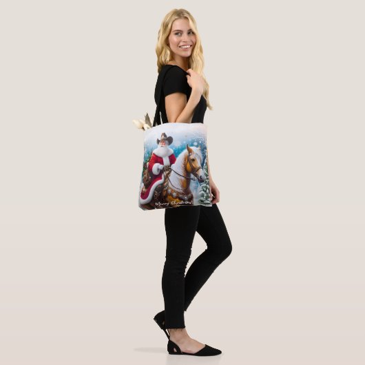 Tote Bag Fun Western Père Noël Noël (Sur le modèle)