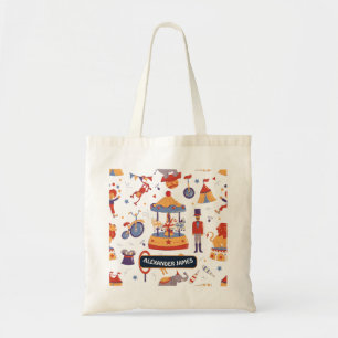 Tote Bag Fun White Carnival Kids School Circus Motif