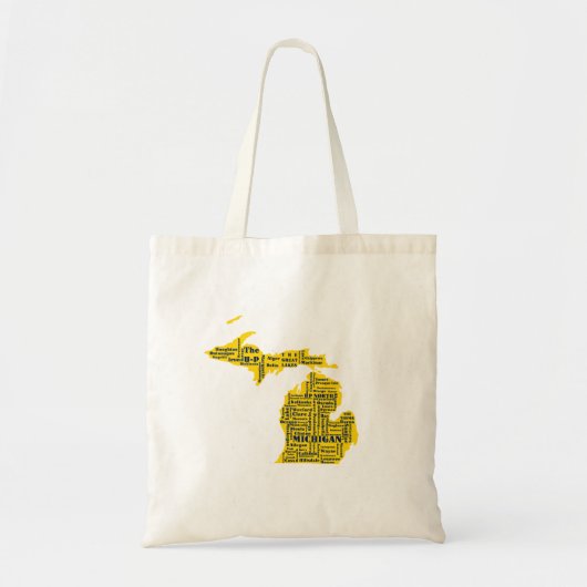 Tote Bag Fun Yellow et Navy Blue State of Michigan villes (Devant)